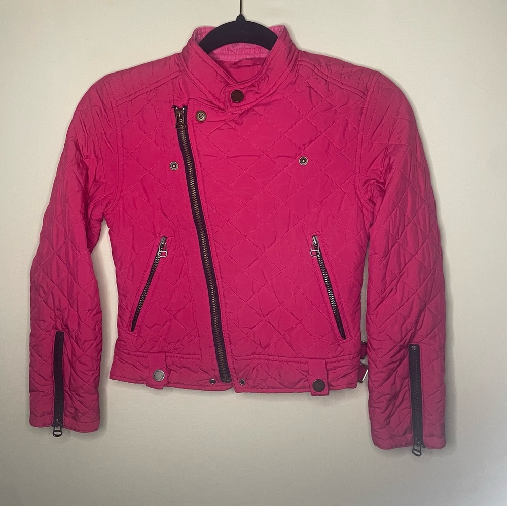 Polo Ralph Lauren Hot Pink Quilted Moto Jacket‎ Girls M 10-12